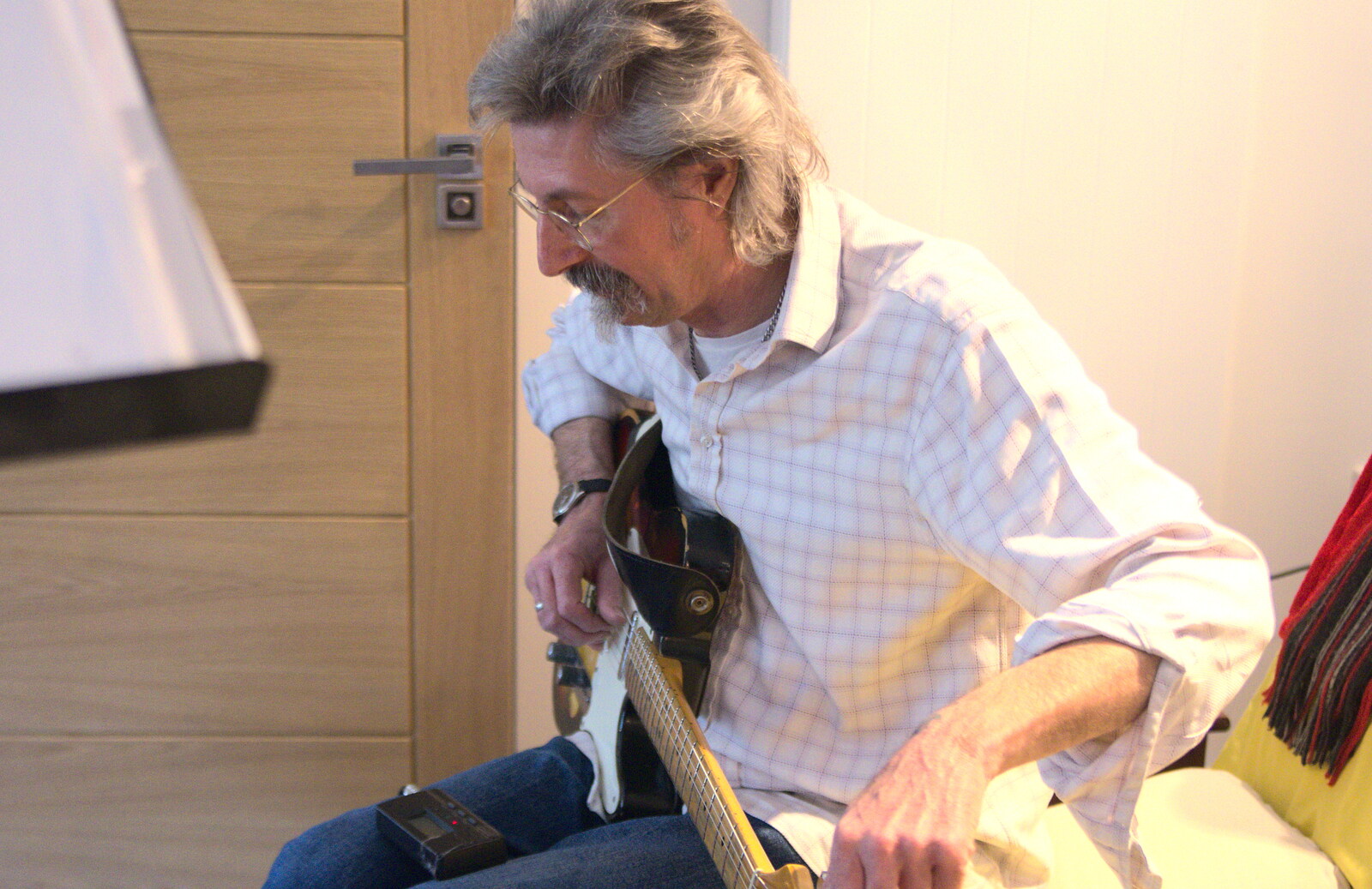 Tuning up the Telecaster from The BBs do a Recording, Hethel, Norfolk - 18th January 2015