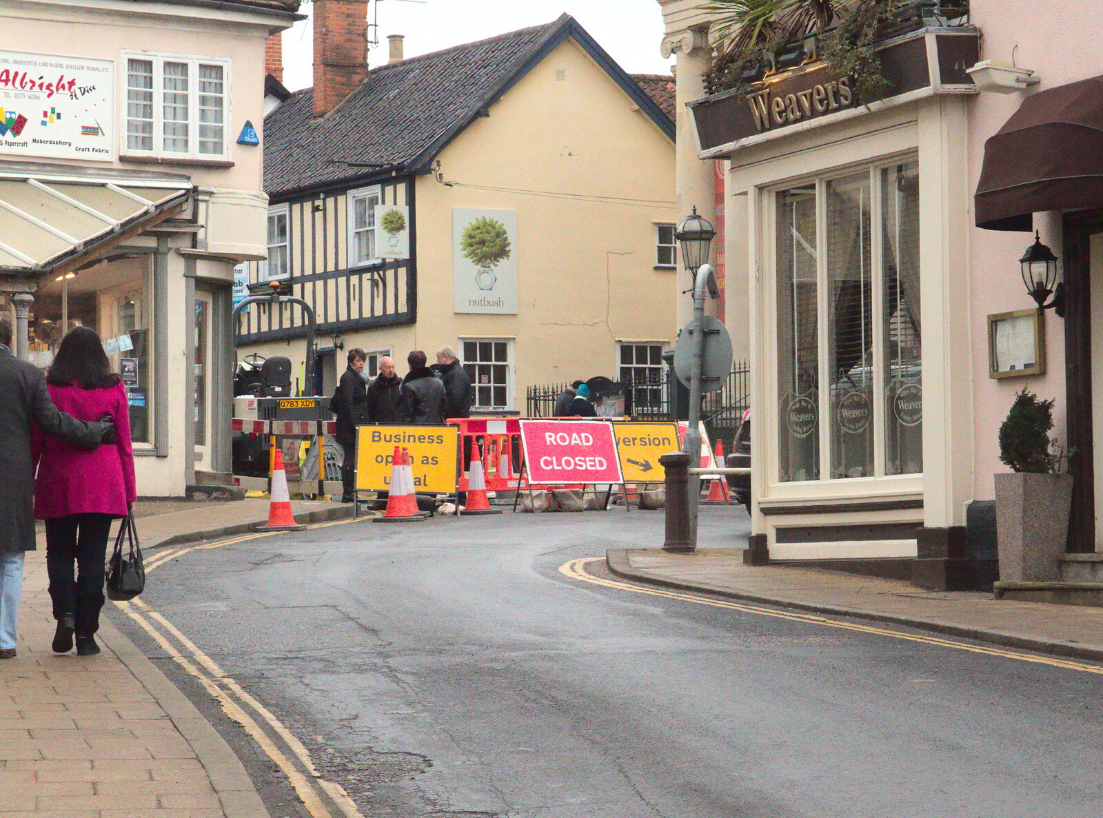 St. Nicholas Street in Diss is closed from Closing Down: A Late January Miscellany, Diss, Norfolk - 31st January 2015