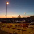 Sunset over the car park at Diss station, Fred and the Volcano, Brome, Suffolk - 8th February 2015