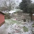 It snows briefly, Fred and the Volcano, Brome, Suffolk - 8th February 2015