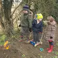 There's a decent small fire going, Fred and the Volcano, Brome, Suffolk - 8th February 2015