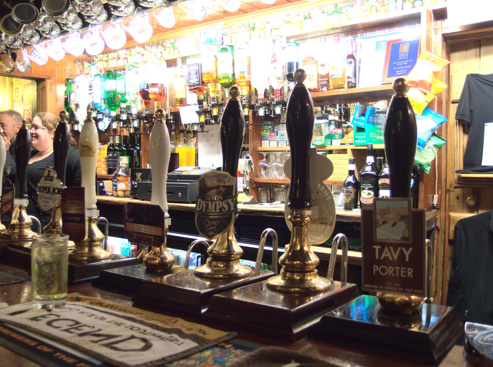 The *eight* beer pumps of the Tom Cobley from A Trip to Grandma J's, Spreyton, Devon - 18th February 2015