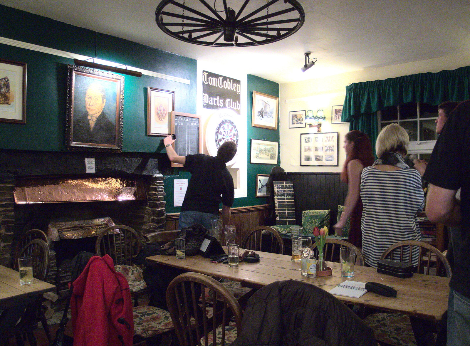 There's a darts match occurring in the Cobley from A Trip to Grandma J's, Spreyton, Devon - 18th February 2015