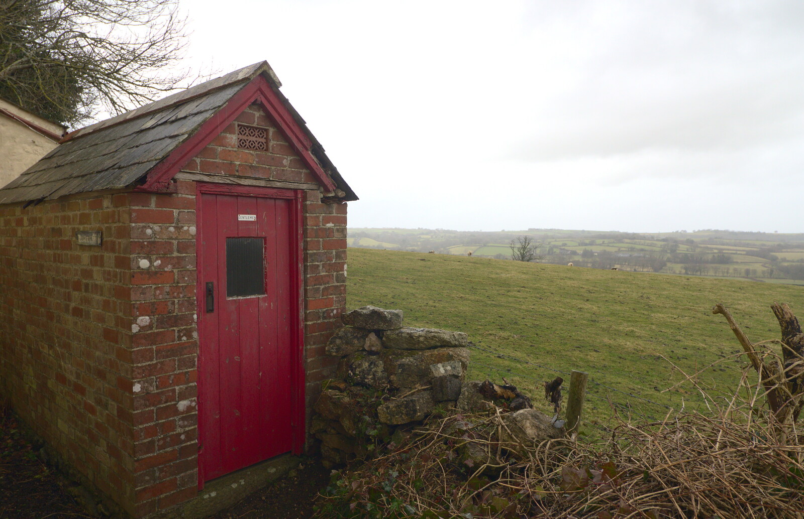The gent's bogs with the best view from A Trip to Grandma J's, Spreyton, Devon - 18th February 2015
