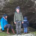 We pause in a small boulder-cave for a few moments, A Trip to Grandma J's, Spreyton, Devon - 18th February 2015