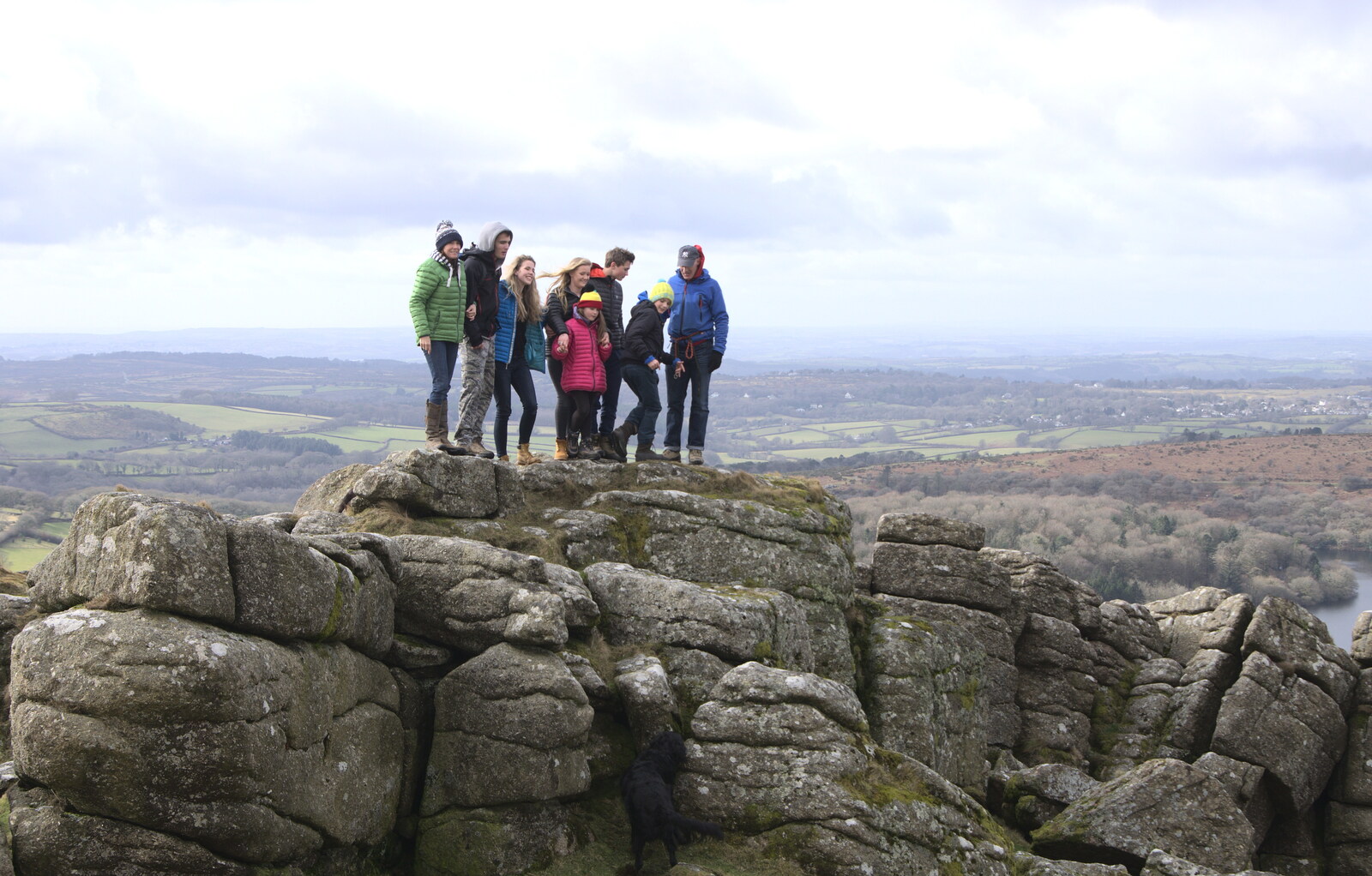 Another climbing family on a rock from A Trip to Grandma J's, Spreyton, Devon - 18th February 2015