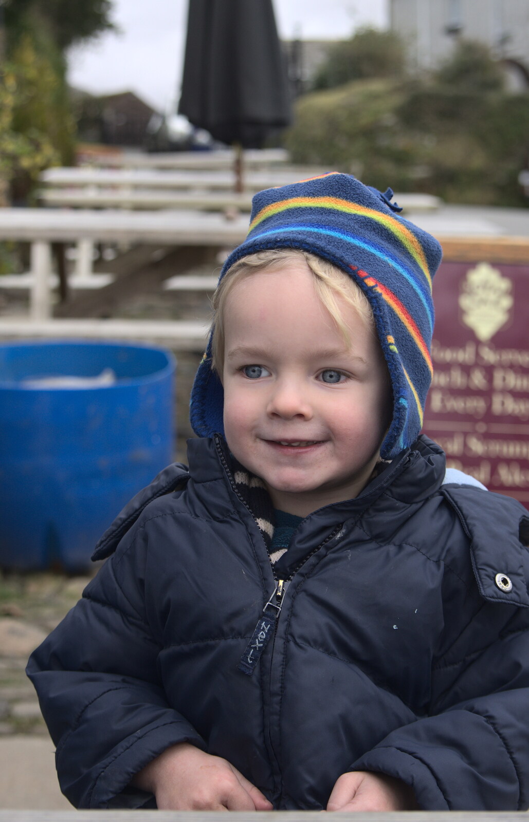 Harry outside the Royal Oak, Meavy from A Trip to Grandma J's, Spreyton, Devon - 18th February 2015