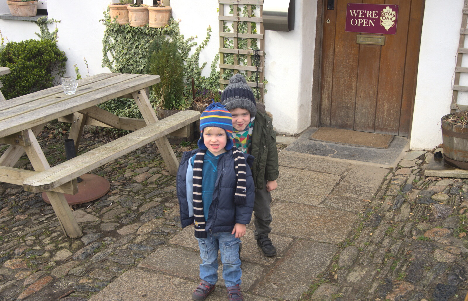 The boys do some poses from A Trip to Grandma J's, Spreyton, Devon - 18th February 2015