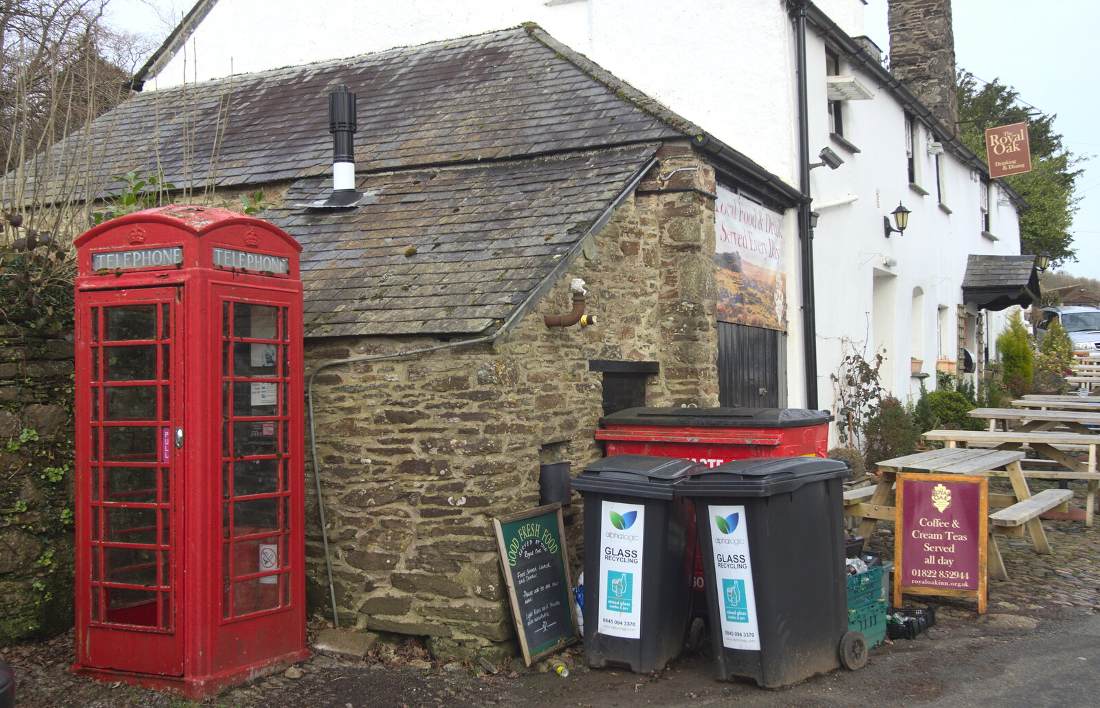 A K6 phone box by the Royal Oak from A Trip to Grandma J's, Spreyton, Devon - 18th February 2015