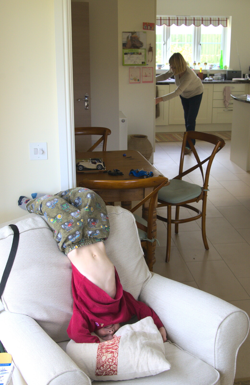 Harry tumbles upside-down as Grandma J potters from A Trip to Grandma J's, Spreyton, Devon - 18th February 2015