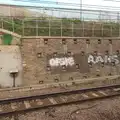 Ofske and Rans tags, on a wall like a battleship, The Mobile Train Office, Diss to London - 5th March 2015