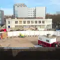 A building site in Bethnal Green, The Mobile Train Office, Diss to London - 5th March 2015