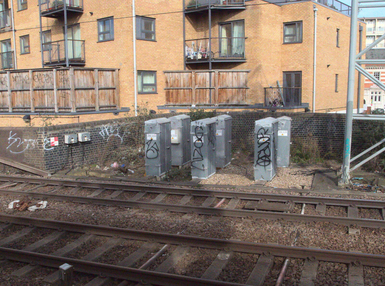 Tagged signalling boxes from The Mobile Train Office, Diss to London - 5th March 2015