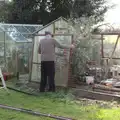 Grandad removes a panel, A Crashed Car and Greenhouse Demolition, Brome, Suffolk - 20th March 2015