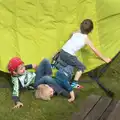 The boys pile off a hammock, A Crashed Car and Greenhouse Demolition, Brome, Suffolk - 20th March 2015