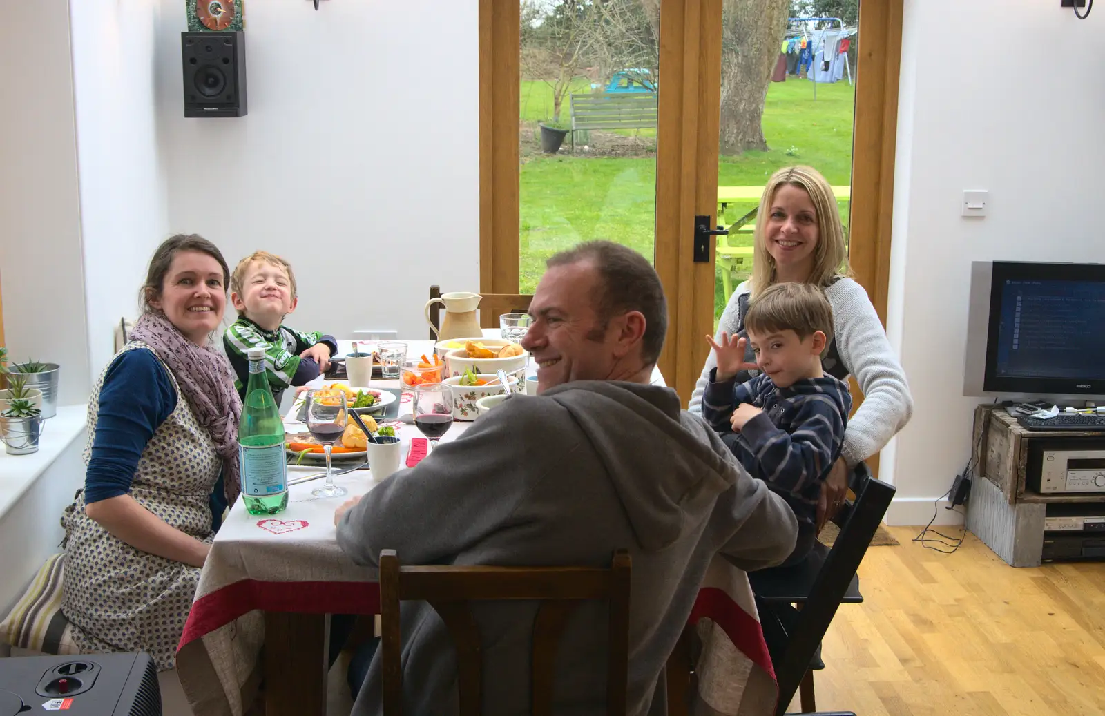 Sunday lunch in the back room, from A Crashed Car and Greenhouse Demolition, Brome, Suffolk - 20th March 2015