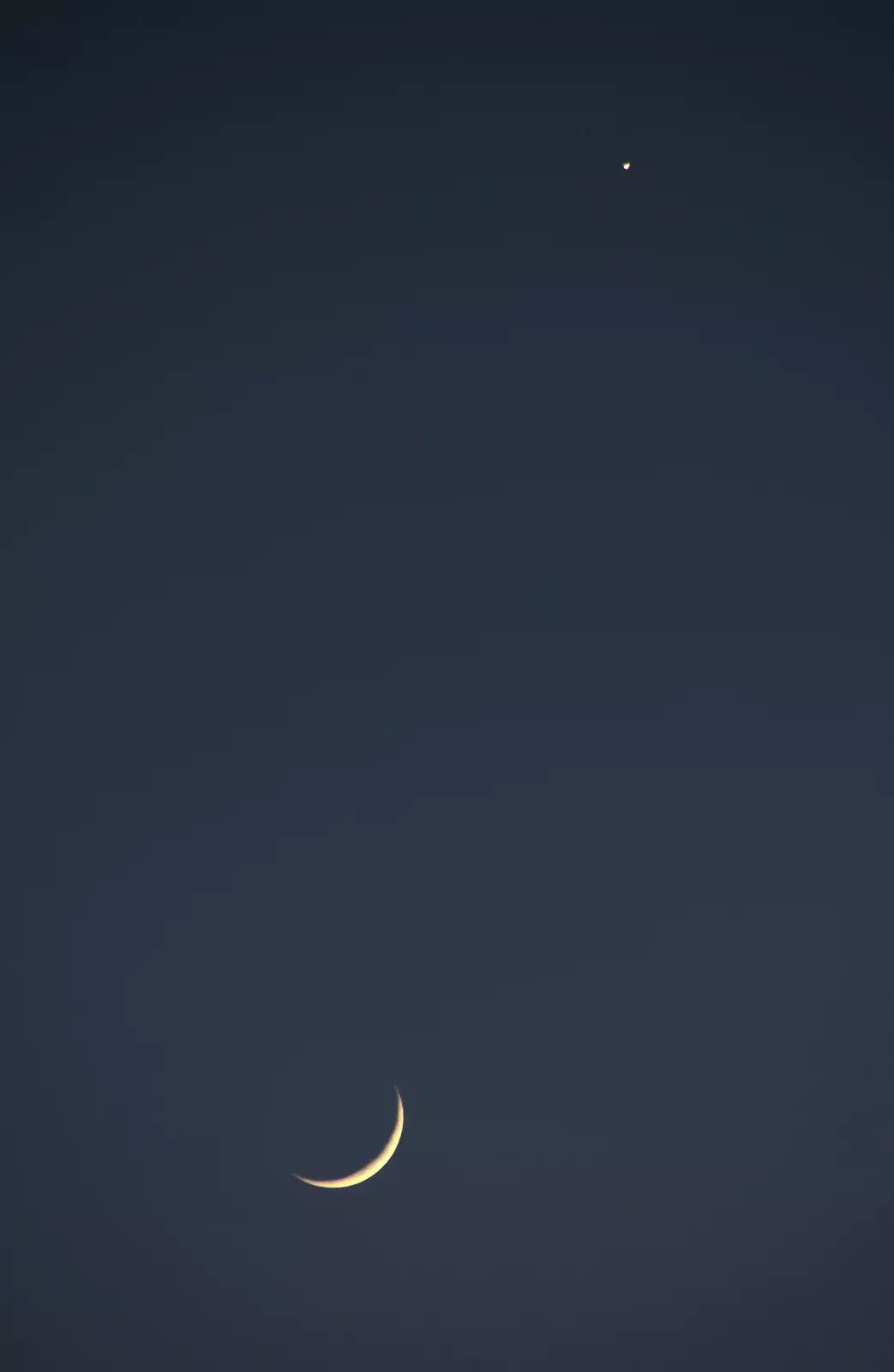 A sliver of the moon, with Venus, from A Crashed Car and Greenhouse Demolition, Brome, Suffolk - 20th March 2015