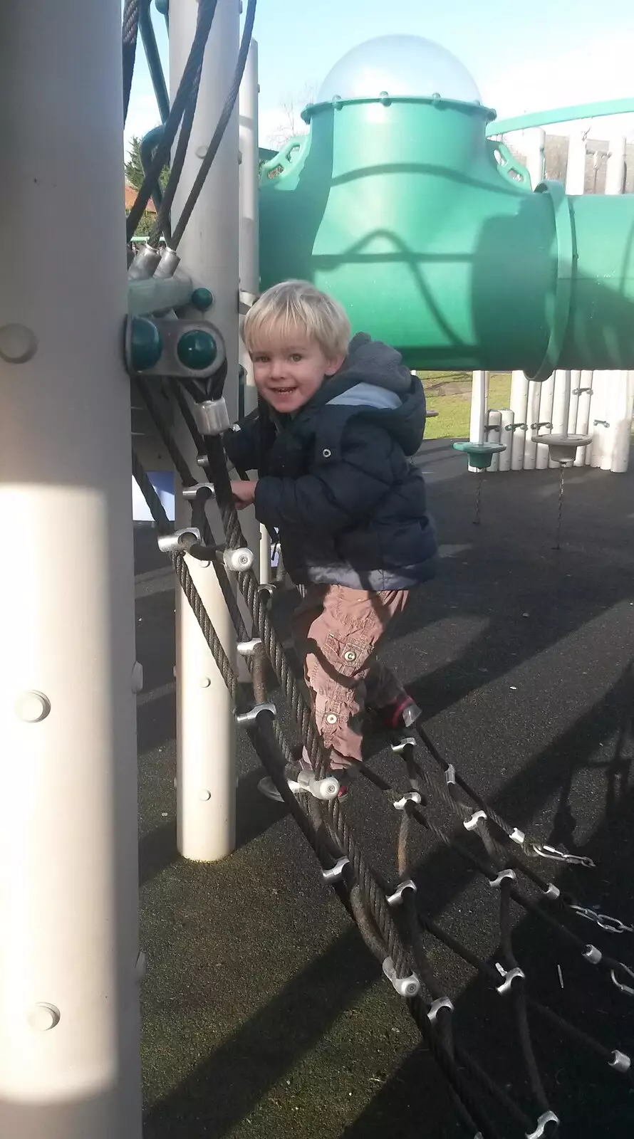 Harry in the playground at Diss Park, from A Crashed Car and Greenhouse Demolition, Brome, Suffolk - 20th March 2015