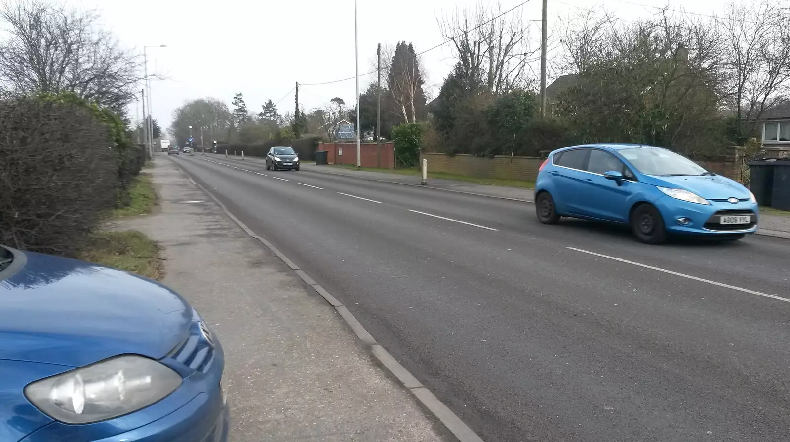 The A140 through Long Stratton, from A Crashed Car and Greenhouse Demolition, Brome, Suffolk - 20th March 2015