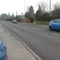 The A140 through Long Stratton, A Crashed Car and Greenhouse Demolition, Brome, Suffolk - 20th March 2015