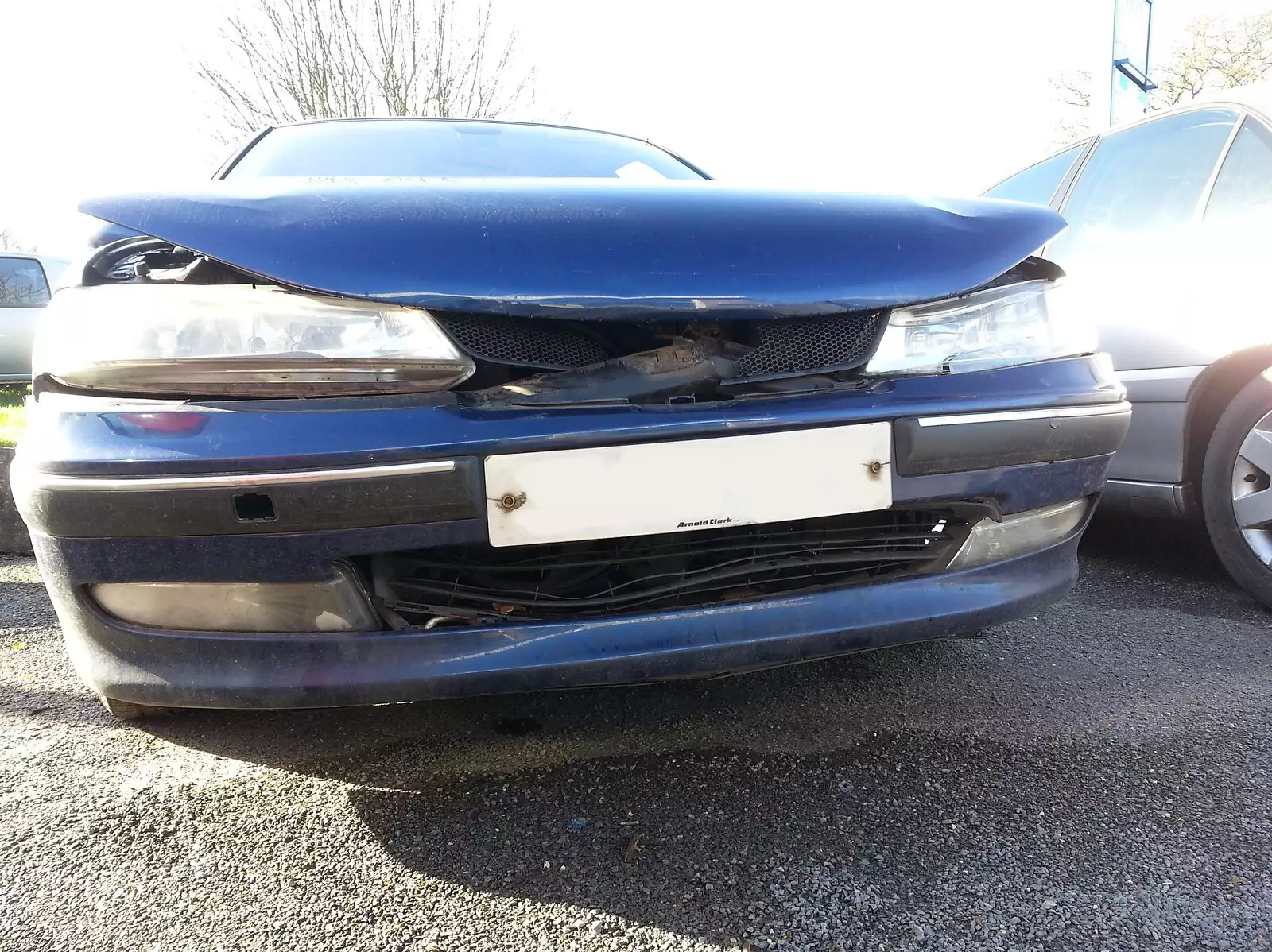 The mashed-up front of the car, from A Crashed Car and Greenhouse Demolition, Brome, Suffolk - 20th March 2015