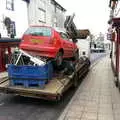 A Polo has been dropped onto a trailer as scrap, A Crashed Car and Greenhouse Demolition, Brome, Suffolk - 20th March 2015