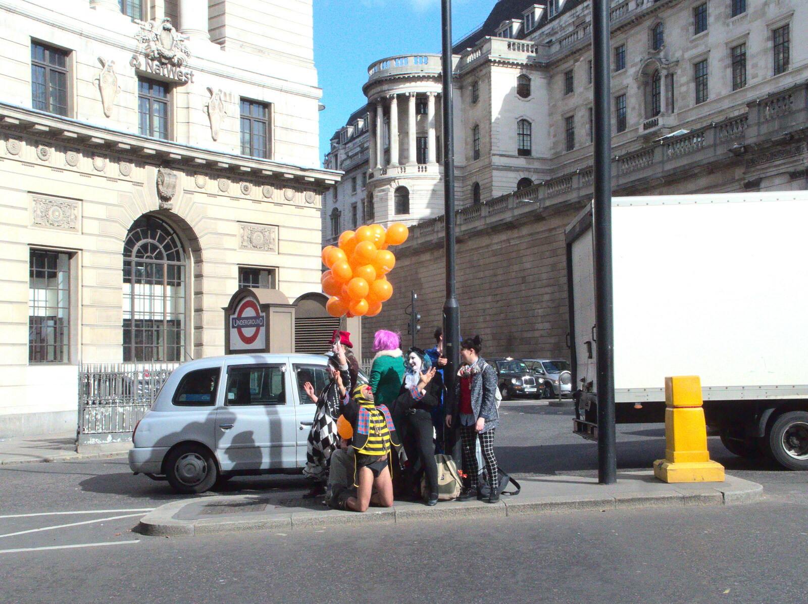 Orange balloons at Bank Junction from The Last Day of Pre-School and Beer at the Trowel and Hammer, Cotton, Suffolk - 29th March 2015