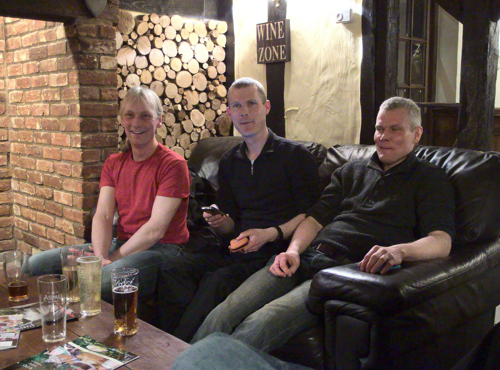 Jimmy, Andy and Bill in the Trowel and Hammer from The Last Day of Pre-School and Beer at the Trowel and Hammer, Cotton, Suffolk - 29th March 2015