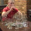Jimmy and an impressive stash of glasses, The Last Day of Pre-School and Beer at the Trowel and Hammer, Cotton, Suffolk - 29th March 2015