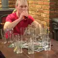 Jimmy and an impressive stash of glasses, The Last Day of Pre-School and Beer at the Trowel and Hammer, Cotton, Suffolk - 29th March 2015