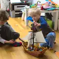 Fred and Harry play with the pirate ship, The Last Day of Pre-School and Beer at the Trowel and Hammer, Cotton, Suffolk - 29th March 2015