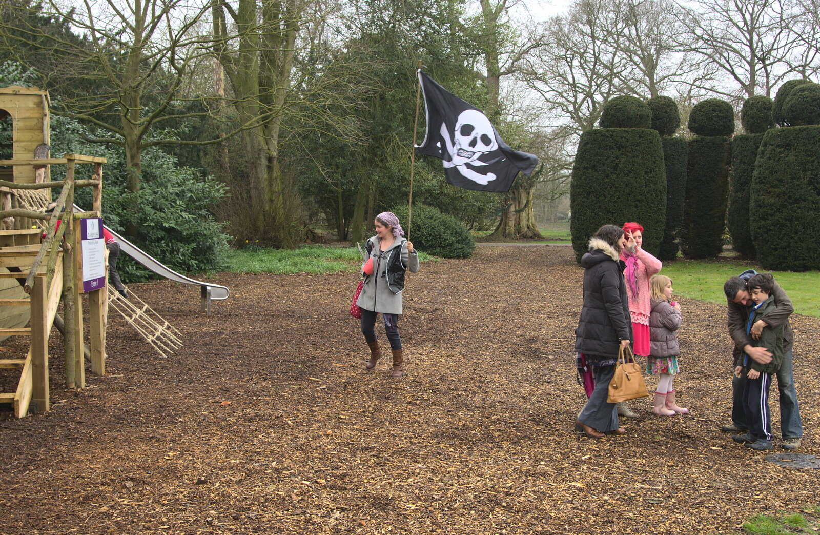 Isobel's got the flag from The Launching of the Jolly Conkerer, The Oaksmere, Brome, Suffolk - 3rd April 2015