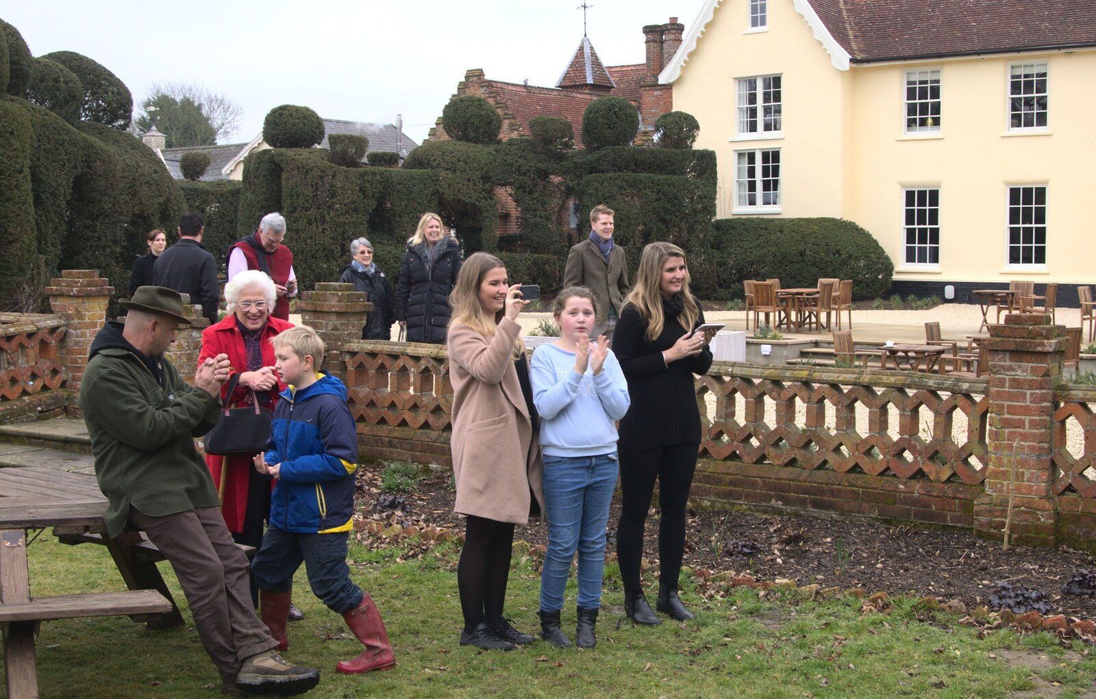A small crowd watches the unveiling from The Launching of the Jolly Conkerer, The Oaksmere, Brome, Suffolk - 3rd April 2015