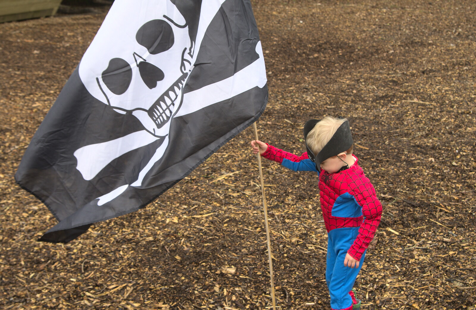Harry captures the flag from The Launching of the Jolly Conkerer, The Oaksmere, Brome, Suffolk - 3rd April 2015