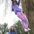 A girl climbs to the top of the rope as well, The Launching of the Jolly Conkerer, The Oaksmere, Brome, Suffolk - 3rd April 2015