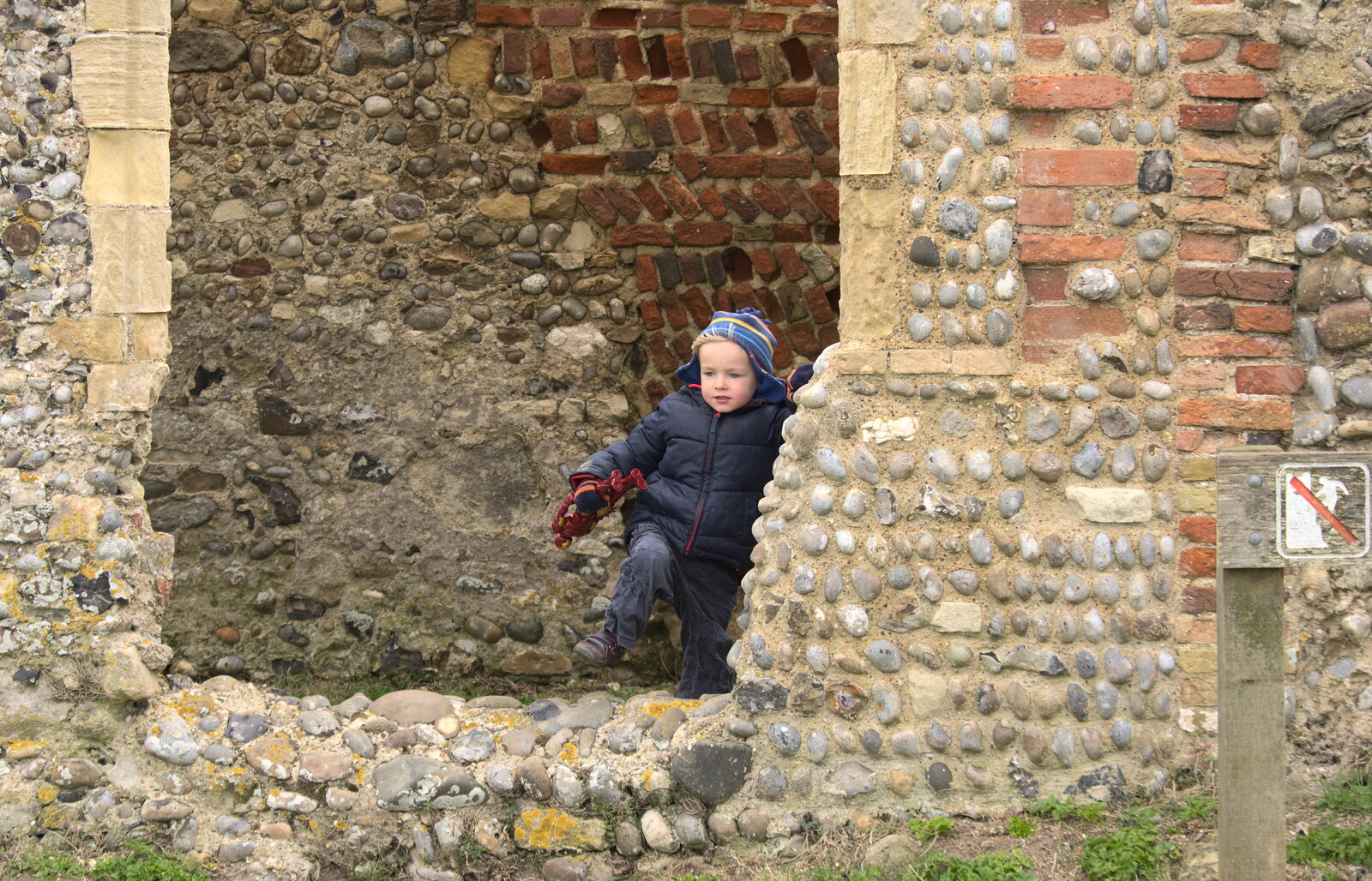Harry in the ruins from A Day on the Beach, Dunwich, Suffolk - 6th April 2015