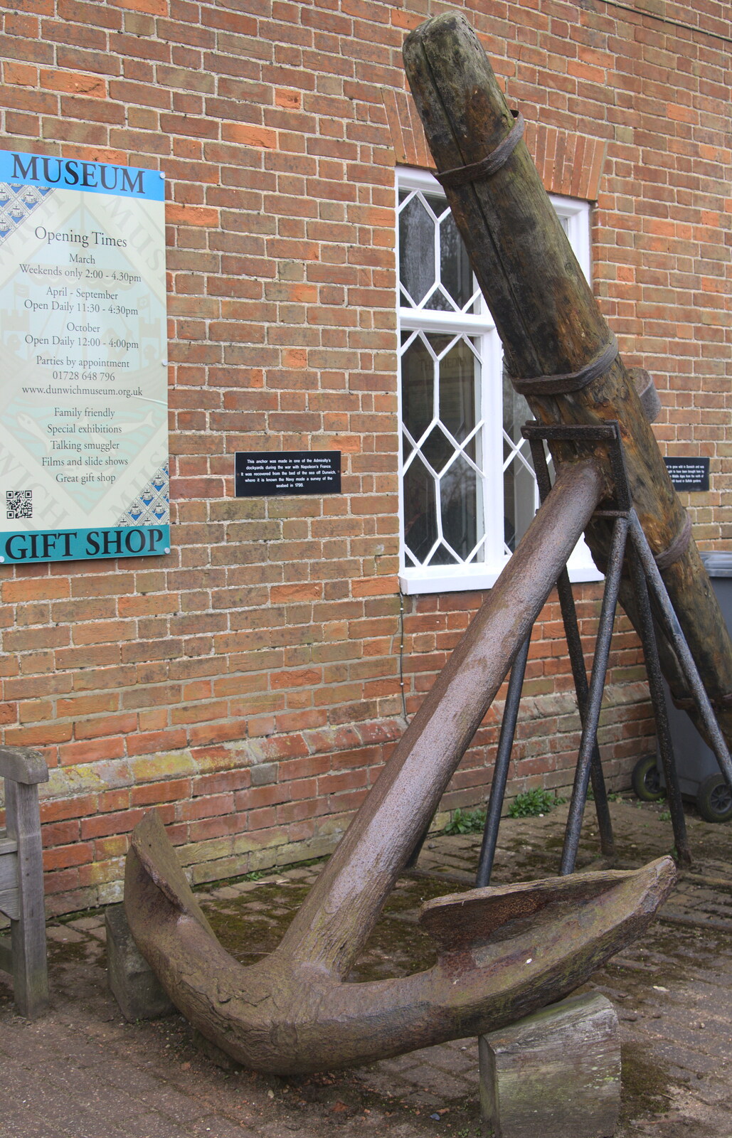 A big anchor outside the museum from A Day on the Beach, Dunwich, Suffolk - 6th April 2015