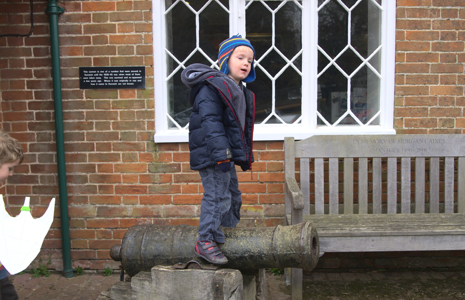 Harry on a cannon from A Day on the Beach, Dunwich, Suffolk - 6th April 2015