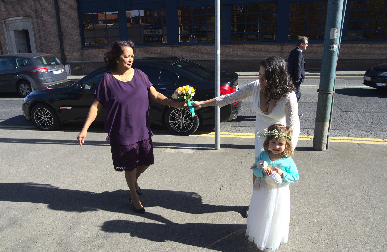 The bride arrives at the Registry office from James and Haryanna's Wedding, Grand Canal Dock, Dublin - 15th April 2015