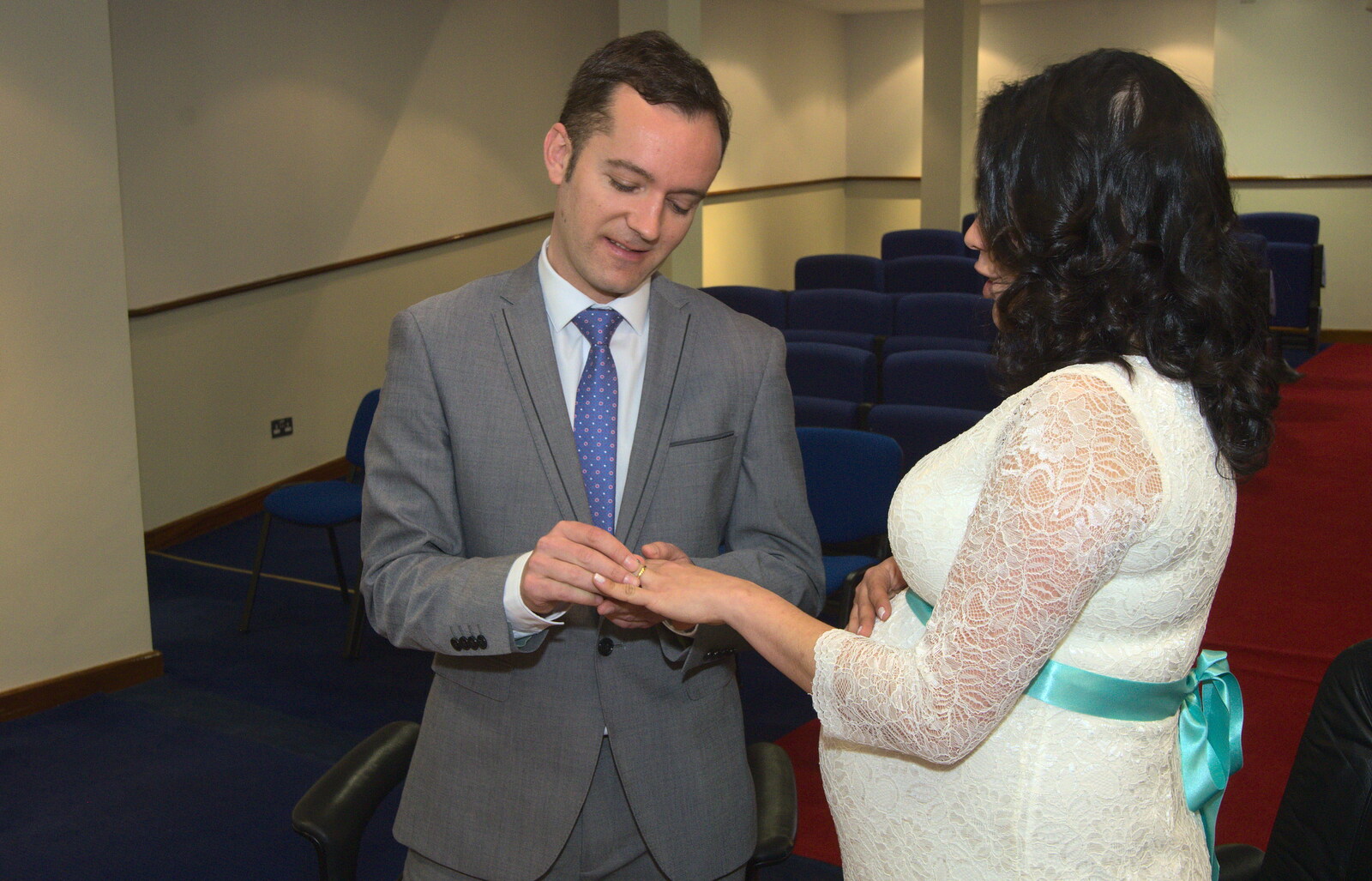 The ring is applied from James and Haryanna's Wedding, Grand Canal Dock, Dublin - 15th April 2015