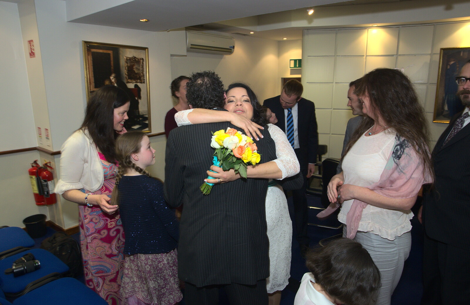 Philly gets a hug from James and Haryanna's Wedding, Grand Canal Dock, Dublin - 15th April 2015
