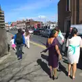 Philly and Davida head off down the road, James and Haryanna's Wedding, Grand Canal Dock, Dublin - 15th April 2015