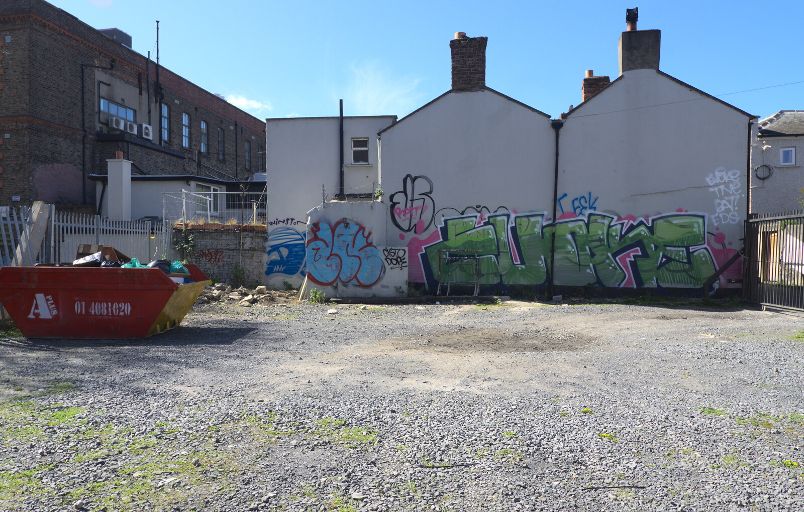 Graffiti and wasteland next to the registry office from James and Haryanna's Wedding, Grand Canal Dock, Dublin - 15th April 2015