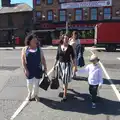 Fred and the sisters cross the road, James and Haryanna's Wedding, Grand Canal Dock, Dublin - 15th April 2015