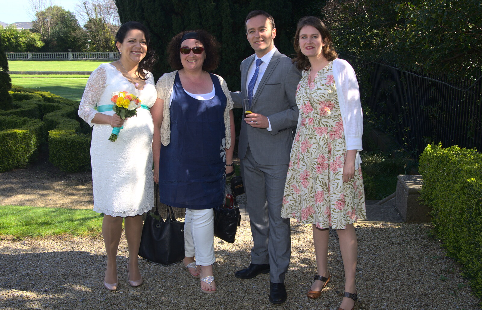 Haryanna, Da Wheeze, James and Isobel from James and Haryanna's Wedding, Grand Canal Dock, Dublin - 15th April 2015