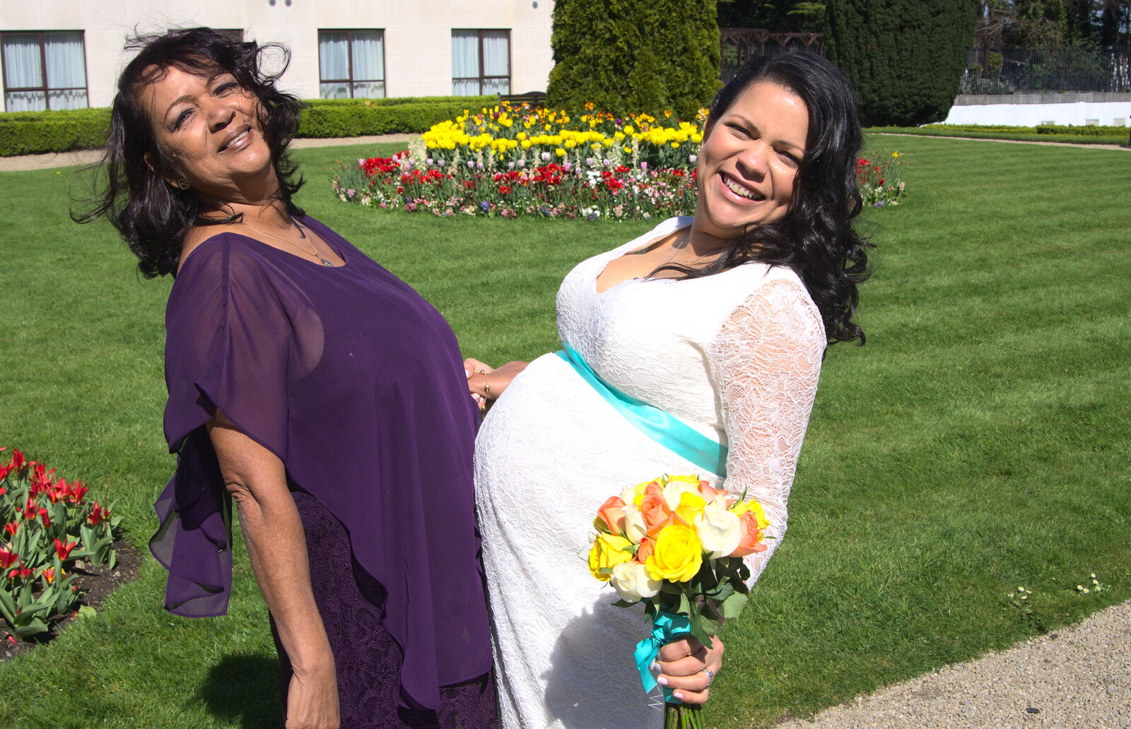 Belly to bump: Nilcea and Haryanna from James and Haryanna's Wedding, Grand Canal Dock, Dublin - 15th April 2015
