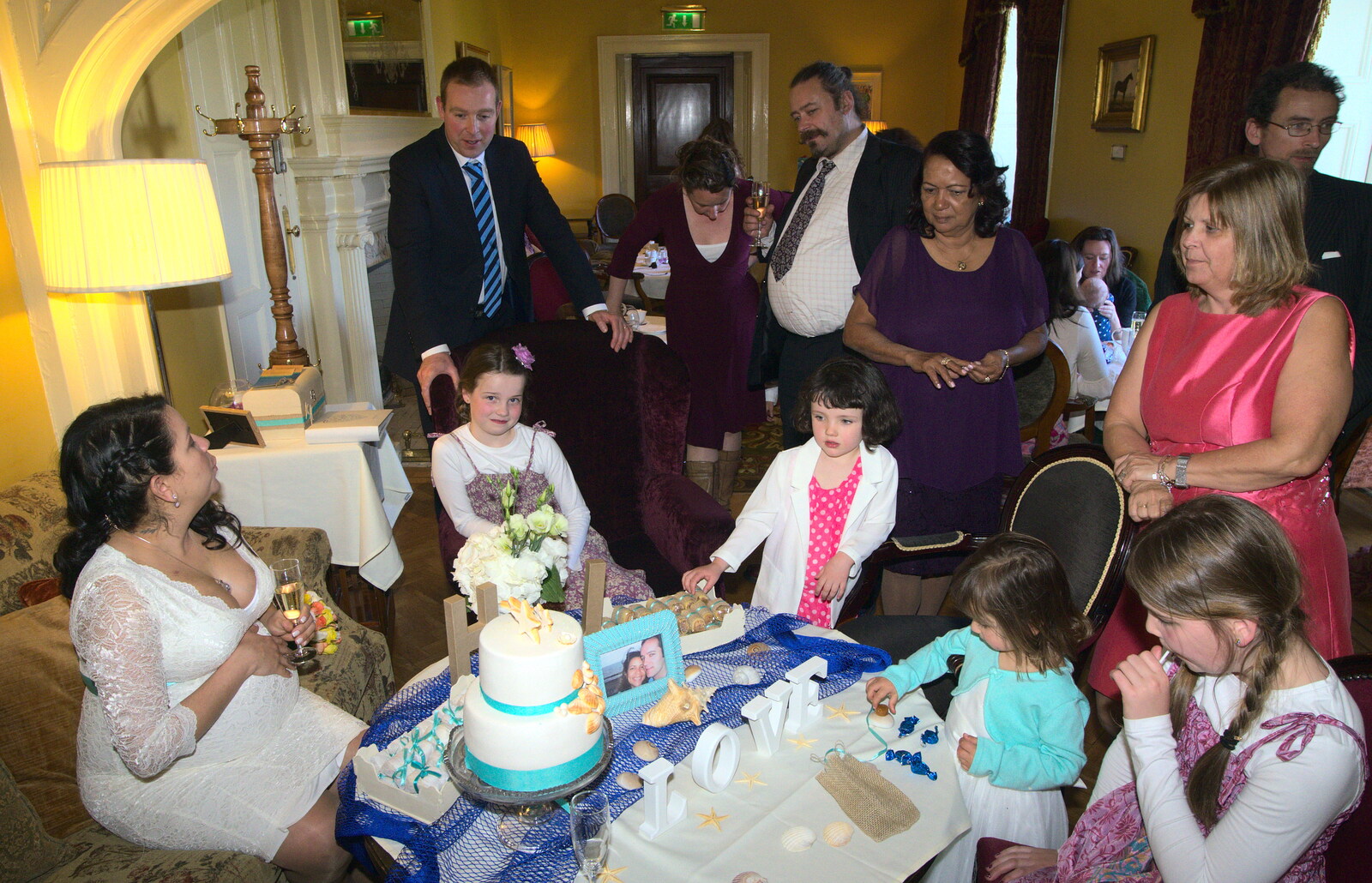 It's all go around the cake from James and Haryanna's Wedding, Grand Canal Dock, Dublin - 15th April 2015