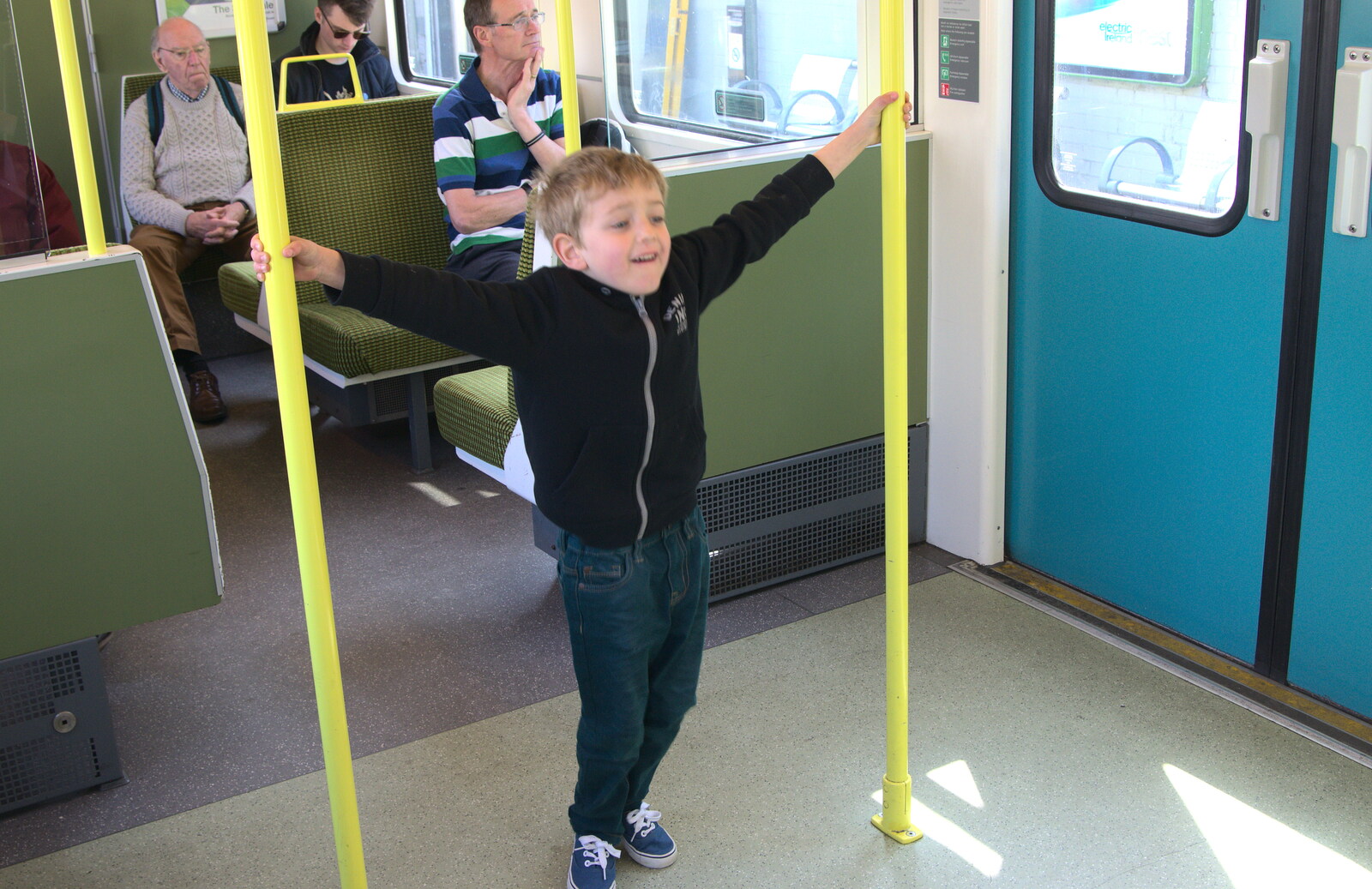 Fred on thr DART train from Temple Bar and Dun Laoghaire, Dublin, Ireland - 16th April 2015
