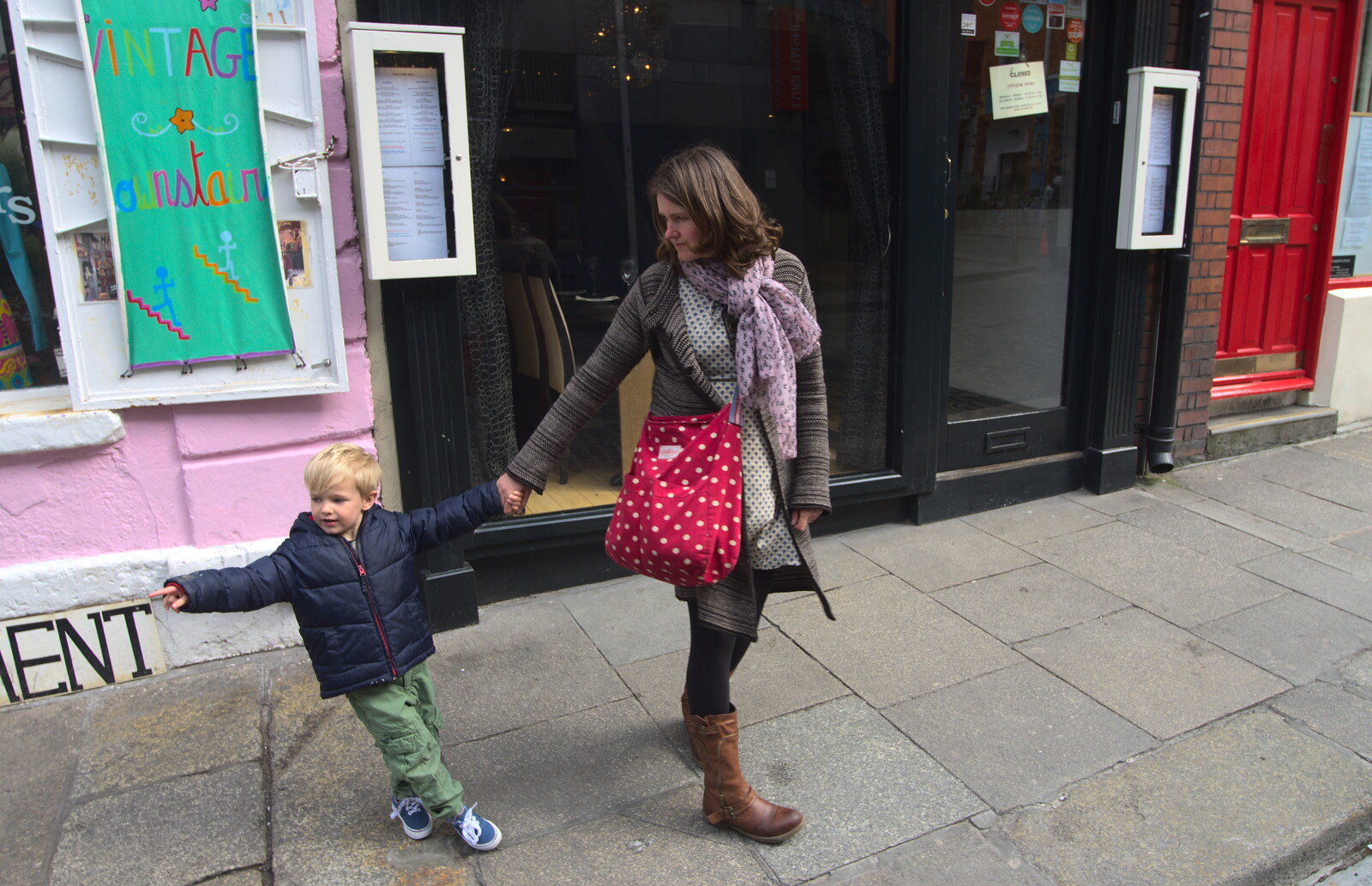 Harry and Isobel on the street from Temple Bar and Dun Laoghaire, Dublin, Ireland - 16th April 2015