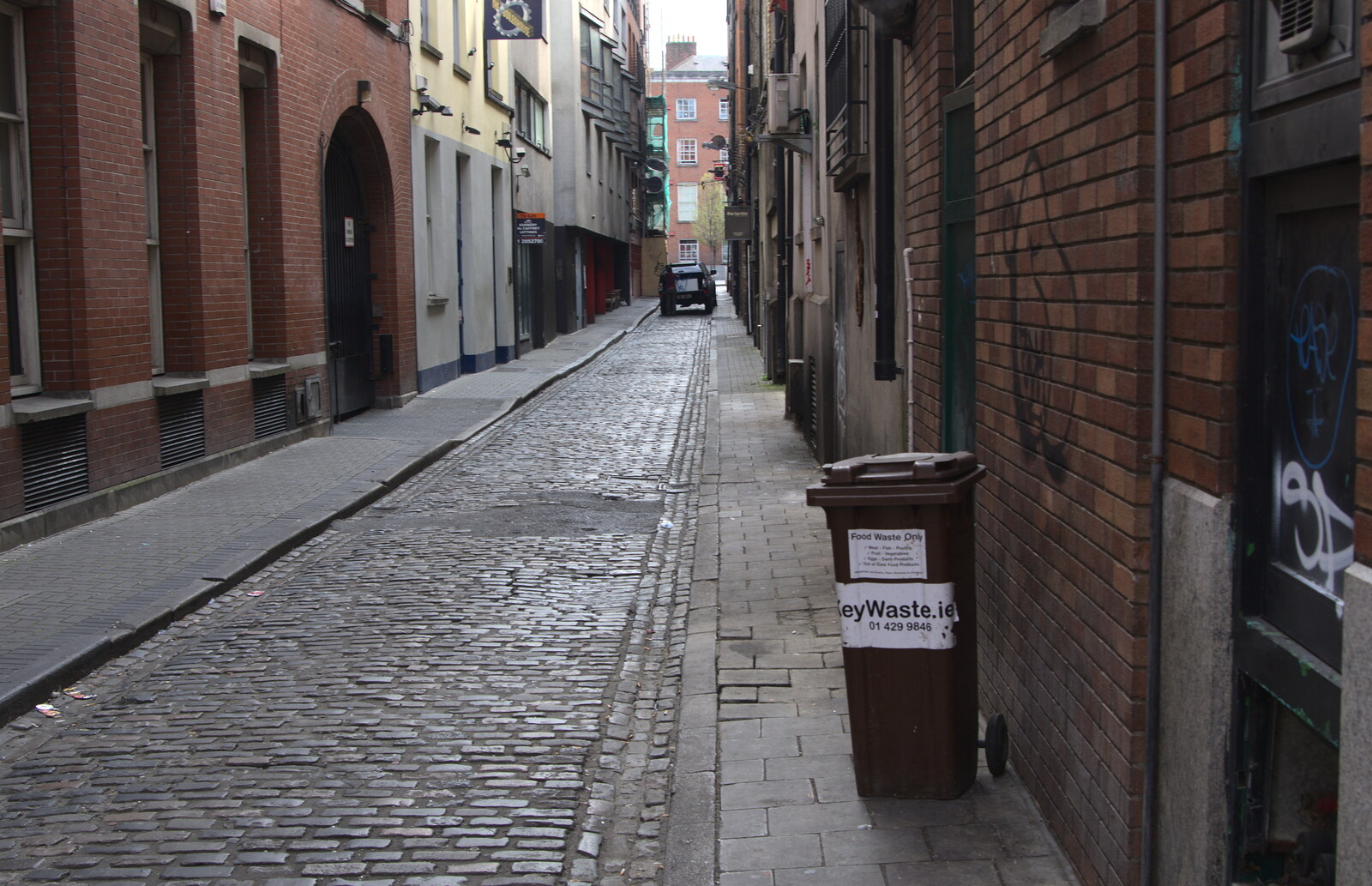 A cobbled Dublin back alley from Temple Bar and Dun Laoghaire, Dublin, Ireland - 16th April 2015